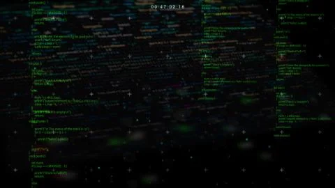 Animation of programming on abstract digital screen. Digital animation of Illustrazione stock