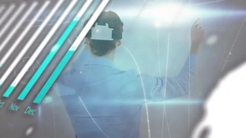 Animation of programming code and digital data over caucasian man using virtual 스톡 동영상 327781342