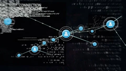 Animation of programming code and digital data processing with people icons 動画素材 331144582