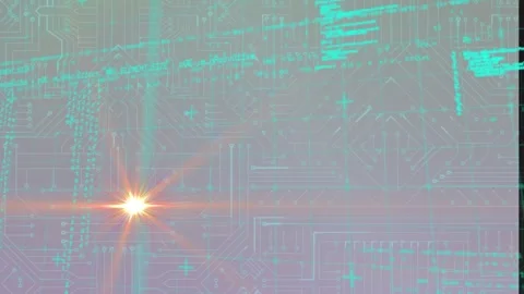 Animation of programming code, grid pattern and light moving in loop over 스톡 동영상 330174771