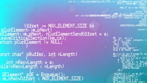 Animation of programming code over gradient background with abstract design Stock Footage 303528468