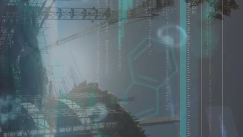 Animation of programming language, abstract patterns over globe against under Stock Footage 313308609