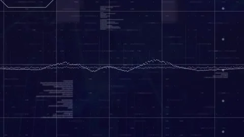 Animation of programming language and arrow up sign moving on grid pattern Stock Footage 249251996