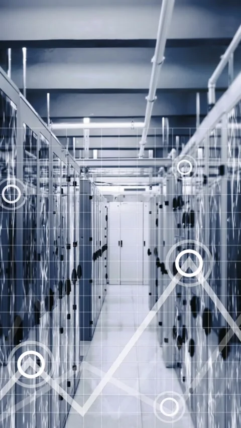 Animation of programming language, graphs and connected dots on data server 動画素材 321039288