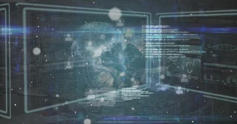 Animation of programming language, medical infographic interface against icons 動画素材 330291611