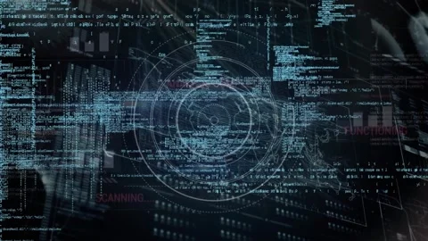 Animation of programming language over globe, connected dots and clock on 스톡 동영상 326032712