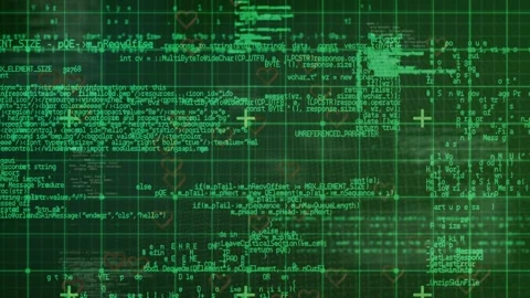 Animation of programming language processing on digital interface with grid Video stock 328461652
