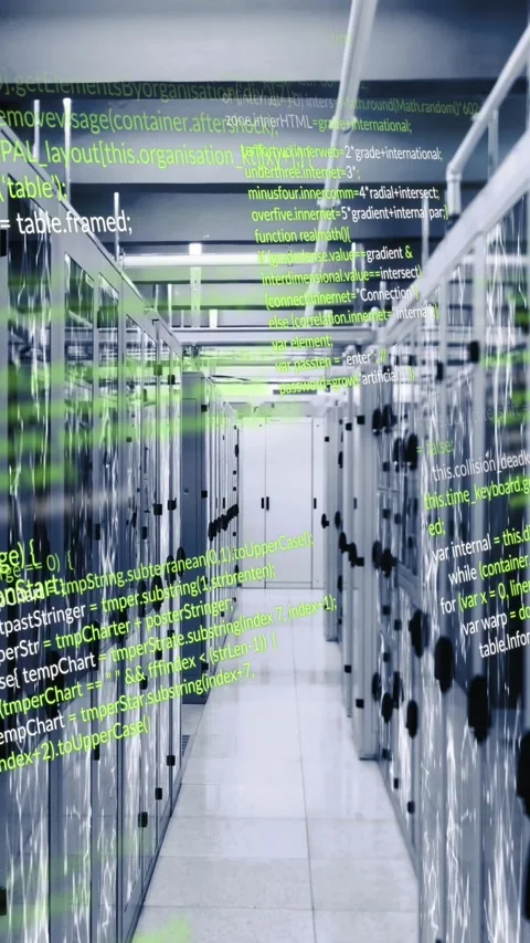 Animation of programming languages and illuminated connected dots moving on data 動画素材 321039287