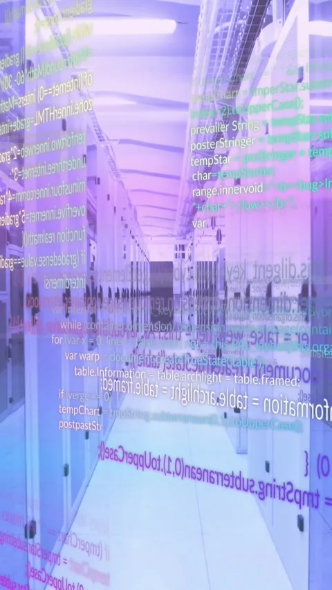 Animation of programming languages moving over data server systems Vídeos de archivo 343920611