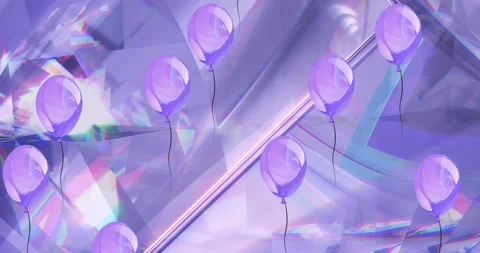 Animation of purple baloons over glowing crystals 스톡 동영상 236429575