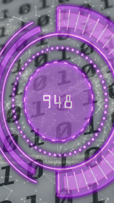 Animation of purple circle with numbers over binary code Stock Footage 323922249