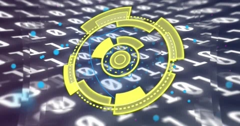 Animation of purple circle over binary code Stock Footage 202310088