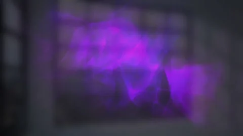 Animation of purple digital wave floating against office window Stock Footage 328822966