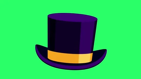 Animation purple hat on green background. Stock Footage 263169107