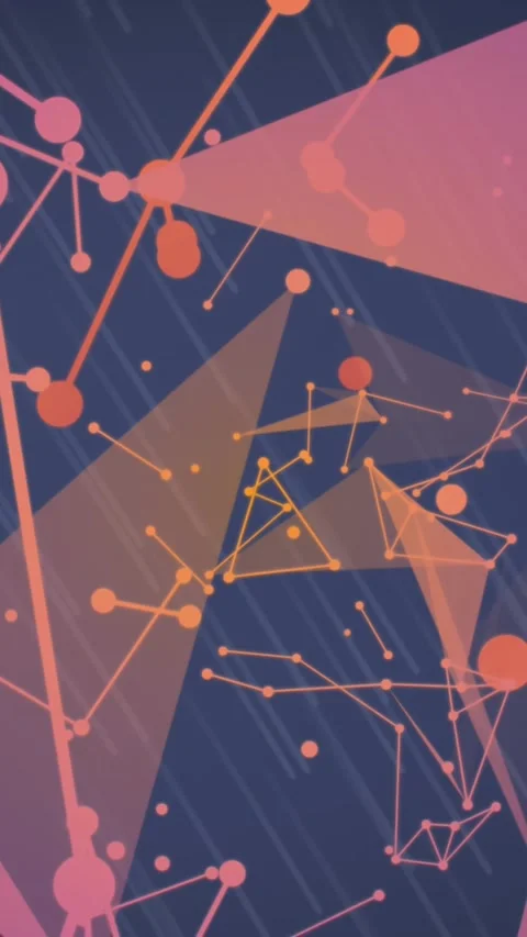 Animation of purple plexus networks and light trails against blue background Stock Footage 344613944