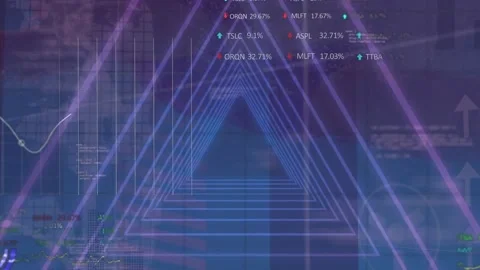 Animation of purple triangles and data processing Stock Footage 229814258