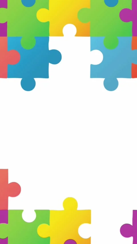 Animation of puzzle pieces on white background Stock Footage 343682537