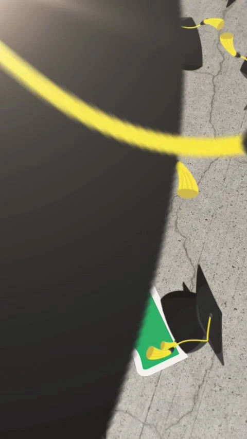 Animation of puzzles falling with human head with maze and graduation hats on Stock Footage 331646603