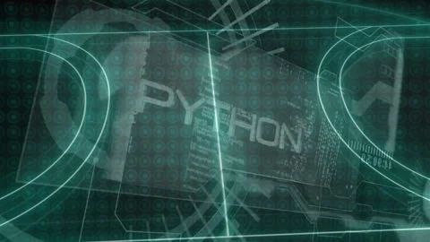 Animation of Python text and binary code patterns on futuristic digital Stock Footage 303840815