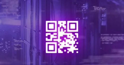 Animation qr code in abstract pattern, dots connected with lines forming Stock Footage 326764140