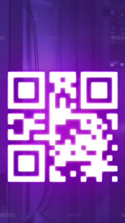 Animation qr code in abstract pattern, dots connected with lines forming Video stock 343954927