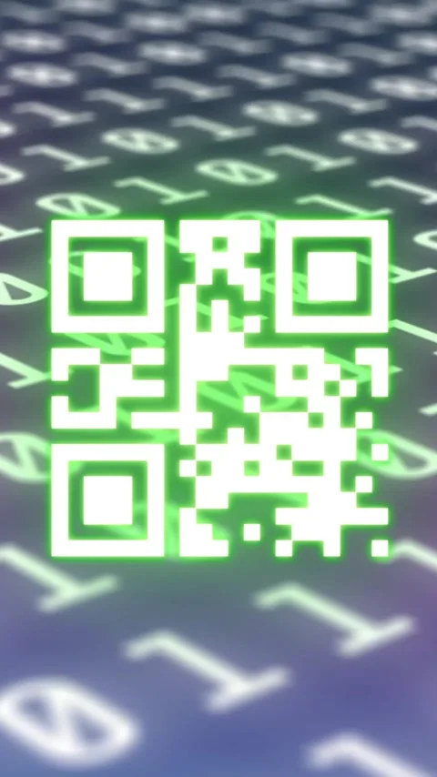 Animation of qr code and binary coding digital data processing 스톡 동영상 320444586