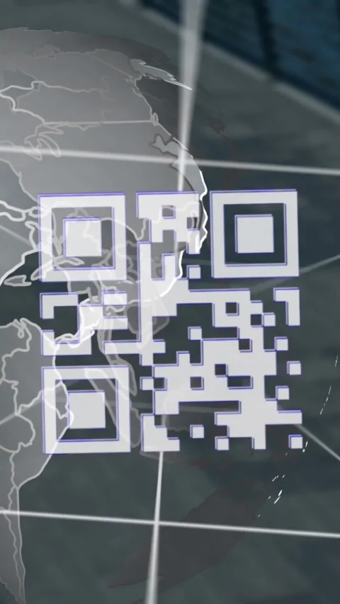 Animation of qr code and bridge over globe Vídeos de archivo 344783150