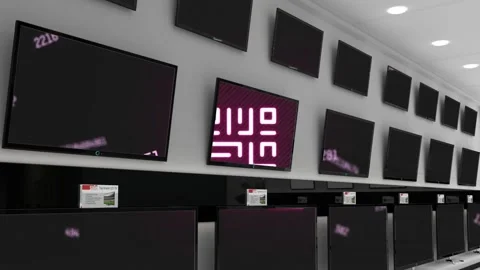 Animation of qr code and data processing displayed across multiple flat screen Stock Footage 159150527