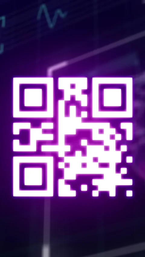 Animation of qr code and data processing on interface Stock Footage 342097683