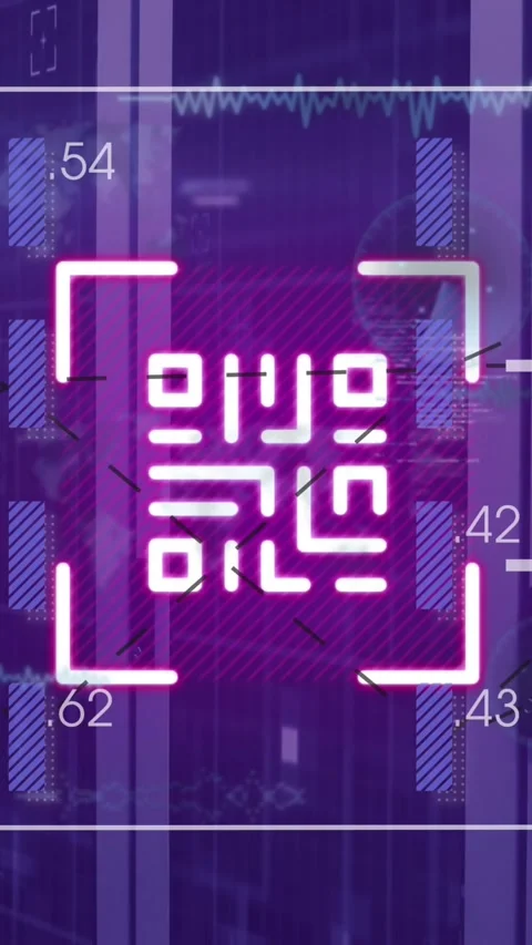 Animation of qr code and data processing over server room Vídeos de archivo 344722646