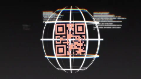 Animation of qr code and digital data processing over globe Stock Footage 328642591