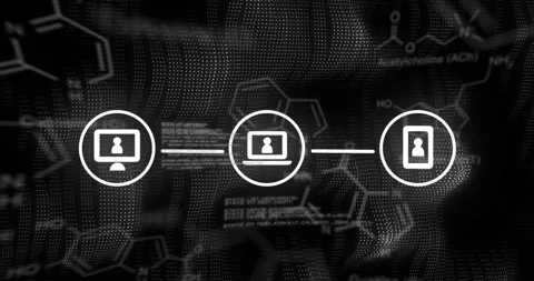 Animation of qr code and network of connections over black background Stock Footage 329030906