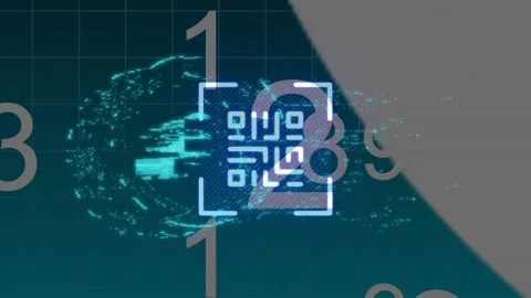 Animation of qr code and padlock icon over data processing on black background Stock Footage 205116803