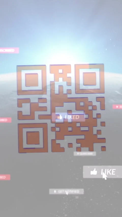 Animation of QR code and social media notifications floating over Earth from Video stock 344370370