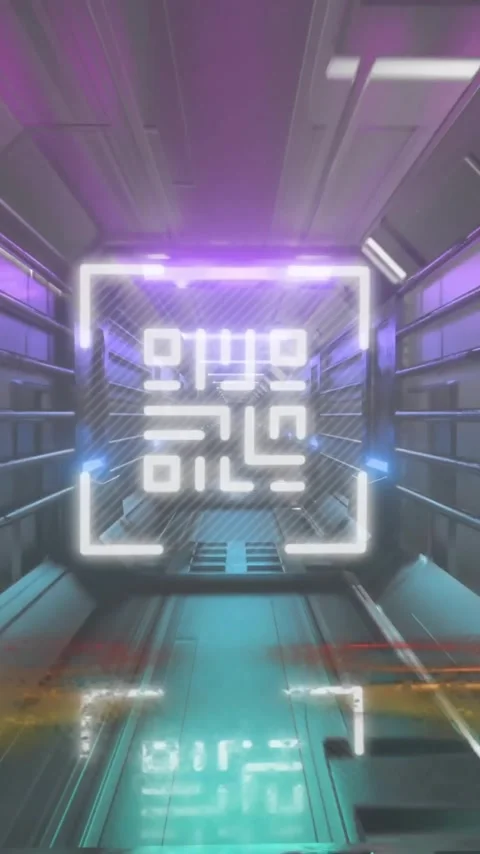 Animation of qr code with circles over digital tunnel 스톡 동영상 343682623