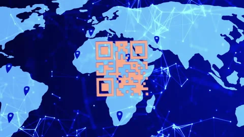 Animation of qr code, connections and digital data processing over world map Stock Footage 307895624