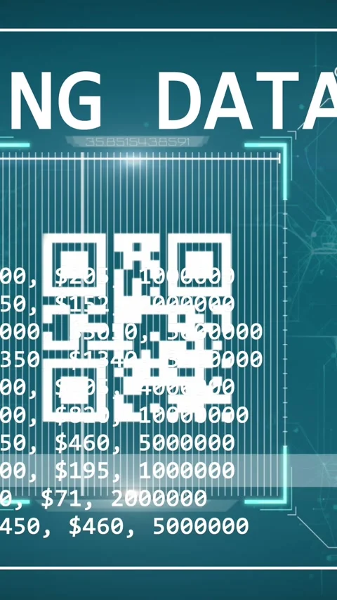 Animation of qr code, data processing over blue background Stock Footage 342650765