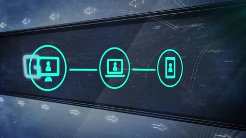 Animation of qr code flashing over computer servers Stock Footage 326888517