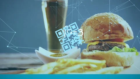 Animation of QR code floating with web connections and mathematical equations Stock Footage 208829772