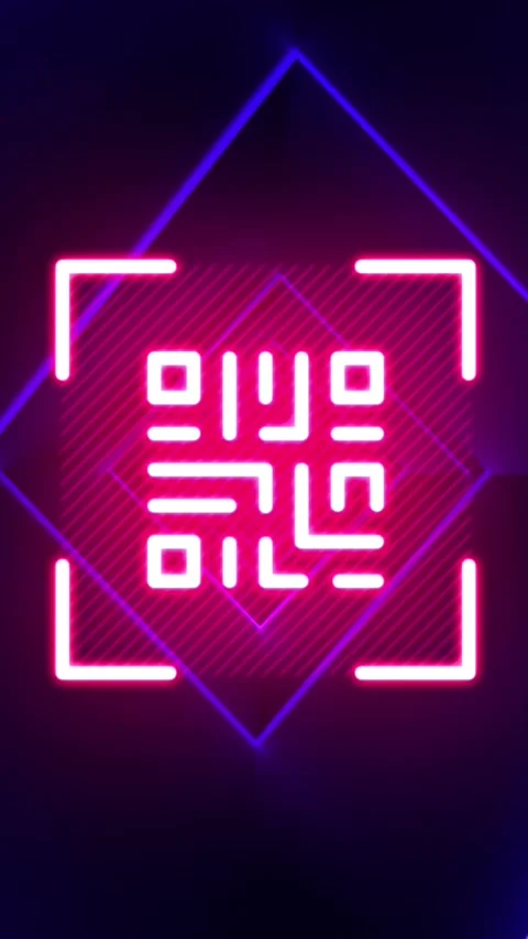 Animation of qr code glowing over blue neon background Stock Footage 322955661