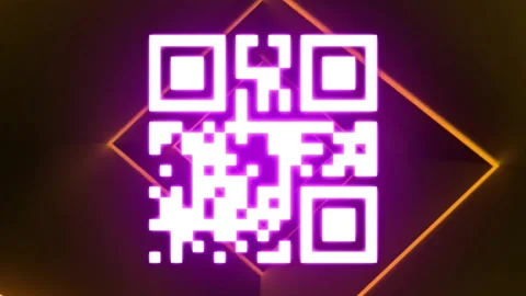 Animation of qr code with light trails on brown background Stock Footage 313018233