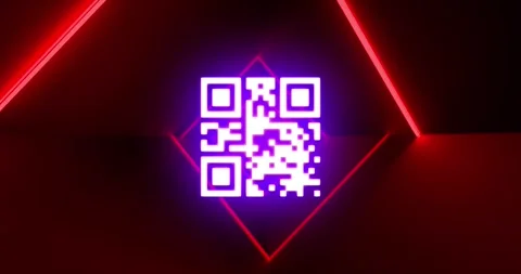 Animation of qr code in looping rhombus tunnel against abstract background Stock Footage 330287922