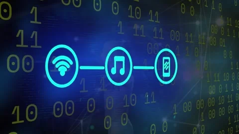 Animation of qr code over binary code Stock Footage 330478551