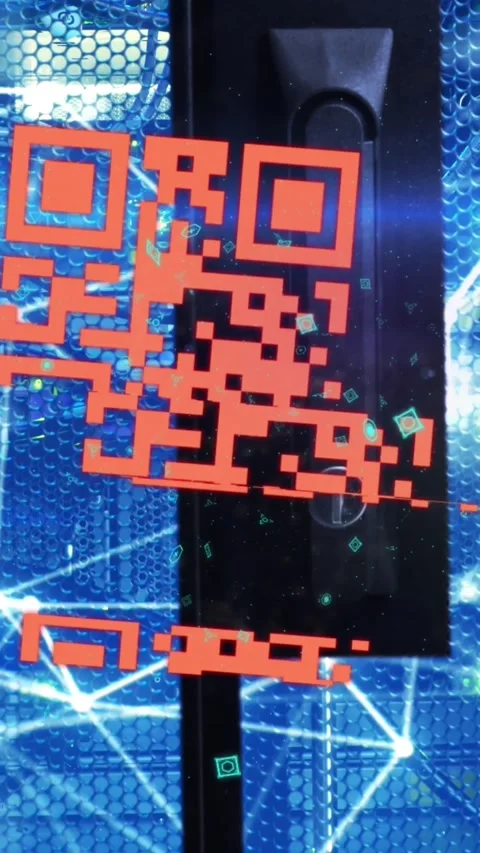 Animation of qr code over connections over blue space Stock Footage 342608394