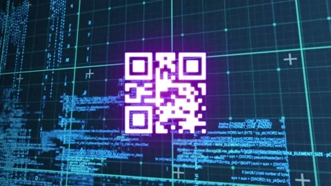 Animation of qr code over data processin... | Stock Video | Pond5