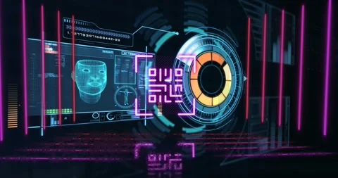 Animation of qr code over digital interface Stock Footage 329124411