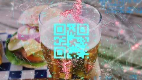 Animation of QR code over a fast food meal Stock Footage 142201818