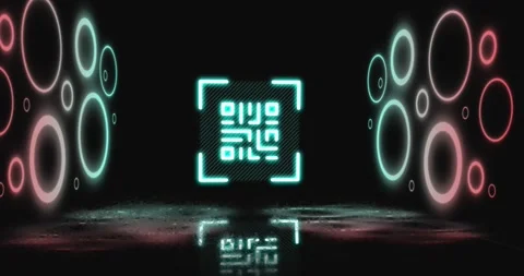 Animation of qr code over geometrical shapes Stock Footage 330586071