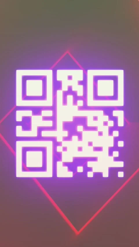 Animation of qr code over neon shapes Stock Footage 343828620