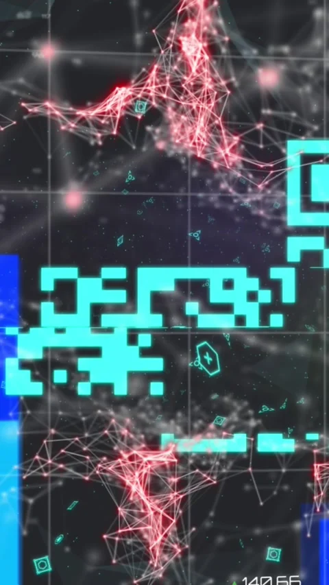 Animation of qr code over network of connections on black background Stock Footage 323247966